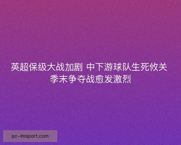 英超保级大战加剧 中下游球队生死攸关 季末争夺战愈发激烈 英超保级大战加剧 中下游球队生死攸关 季末争夺战愈发激烈