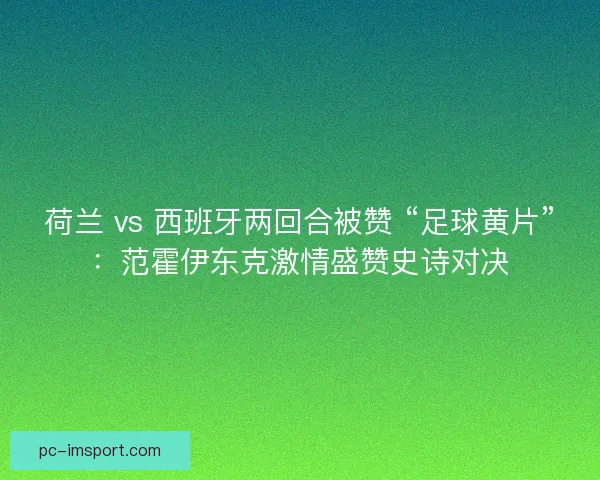 荷兰 vs 西班牙两回合被赞 “足球黄片”：范霍伊东克激情盛赞史诗对决